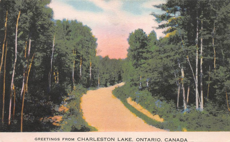 Greetings from Charleston Lake, Ontario, Early Postcard, Used in 1954