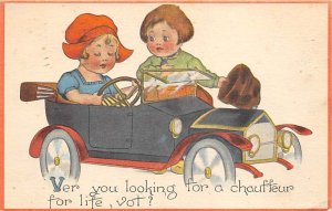 Girl and car Dutch Children 1913 