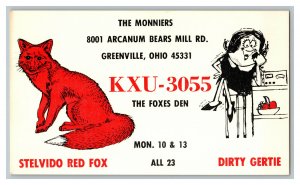 Postcard QSL Radio Card From Greenville Ohio KXU-3055 