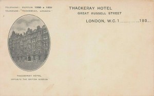 Thackeray Hotel, London, England, Great Britain, Very Early Postcard, Unused