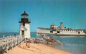 NANTUCKET HARBOR, Massachusetts MA ~ BRANT POINT LIGHT HOUSE Kids~Ship  Postcard