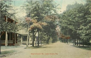 Vintage Postcard West Church Street Lock Haven PA Clinton County Street Scene