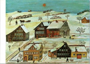 Postcard Art - J. B. Waldburger - Winter Landscape with Baker's Shop