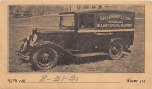 D17/ Zanesville Ohio Postcard 1931 Occupational Longwell Co Garage Supply Truck