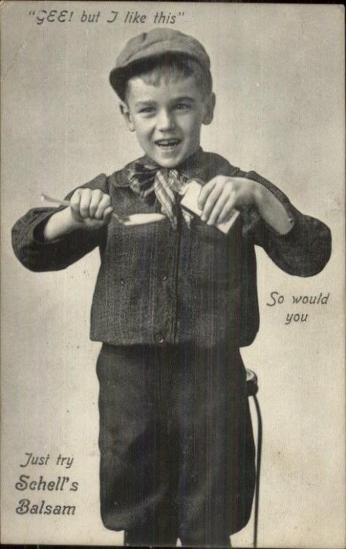 Little Boy Vintage Fashion Clothing - SCHELL'S BALSAM Fort Plain NY Cancel PC