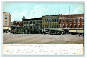 c1905 Tranvia Scene, The Square, Hudson Massachusetts MA Antique Postcard