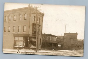 AMERICAN STREET SCENE ANTIQUE REAL PHOTO POSTCARD RPPC