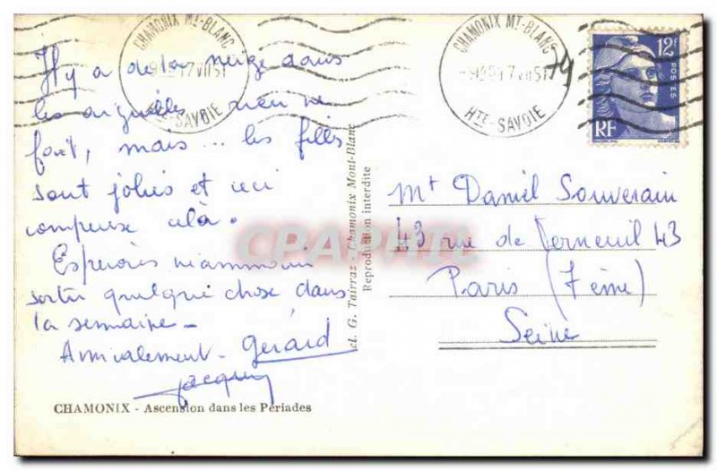 Old Postcard Chamonix Ascension in Periades