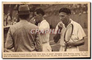 Postcard Old Tennis Tennis Davis Cup Roland Garros Jean Borotra eats sugar dr...