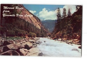 Yosemite National Park California CA Vintage Postcard Merced River From Lodge