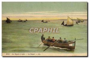 Postcard Old Ship Sail boat regatta has veil The departure