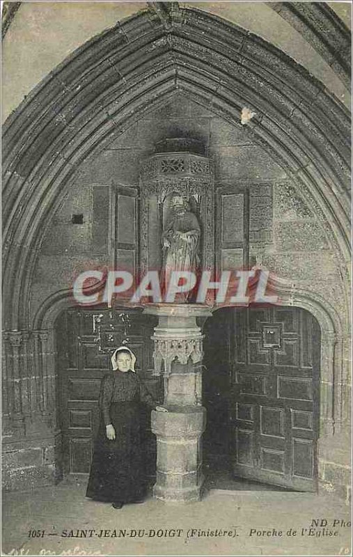 Postcard Old St. John Finger (Finistere) Porch of the Church Folklore