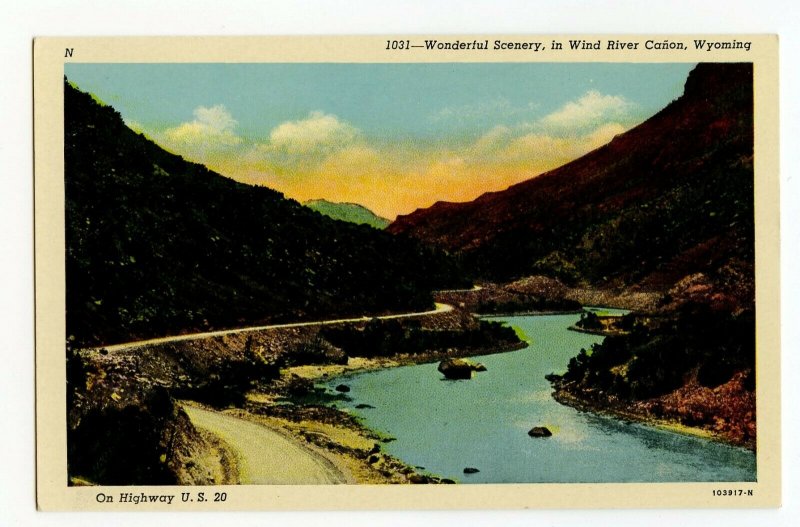 Postcard Wonderful Scenery Wind River Canon Highway U. S. 20 Standard View Card 