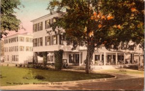 Hand Colored Postcard The Worthy Inn in Manchester, Vermont