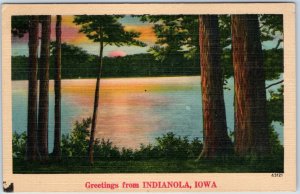 x2 LOT c1940s Indianola, IA Greetings from NYCE Landscape Linen Postcards A257