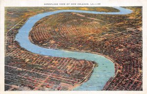 New Orleans Louisiana 1940s Postcard Aerial View Crescent 