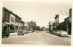 MI, Lake Odessa, Michigan, Street Scene, 1940s cars, RPPC