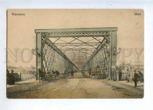 233144 POLAND WARSZAWA bridge Vintage tinted postcard