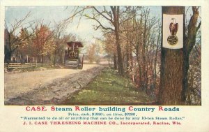 Advertising C-1910 Case Threshing Machine steam roller Postcard 20-5691