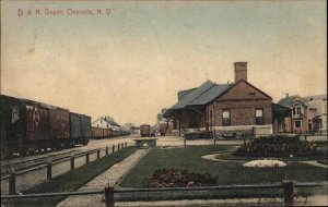 Oneonta New York NY D&H Railroad Train Depot Station c1910 Vintage Postcard