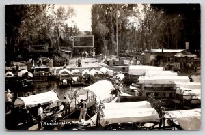 Mexico City Xochimilco Canal Tour Boats Near Shore RPPC Postcard A44