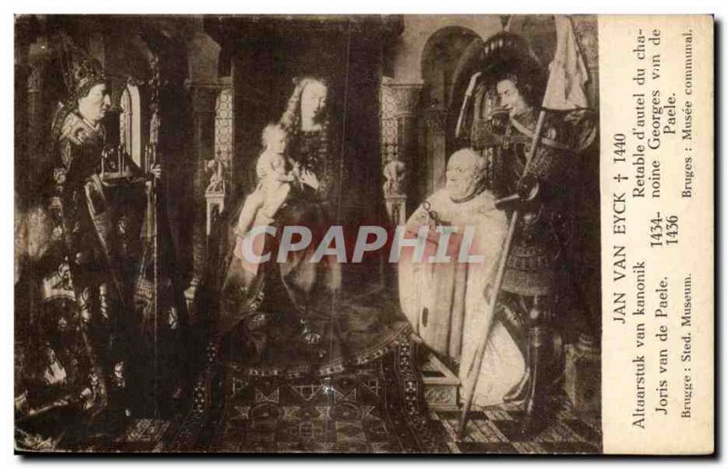 Old Postcard Jan van Eyck Altarpiece & # 39autel canon Van Paele