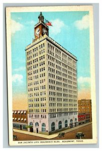 Vintage 1920's Postcard San Jacinto Life Insurance Building Beaumont Texas