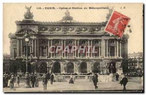 Paris - 8 - Opera and Metropolitan Station - Old Postcard -