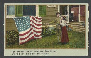 1911 PPC* Patriotic WW1 A Couple W/Flag You Are Near To My Heart & Dear See Info