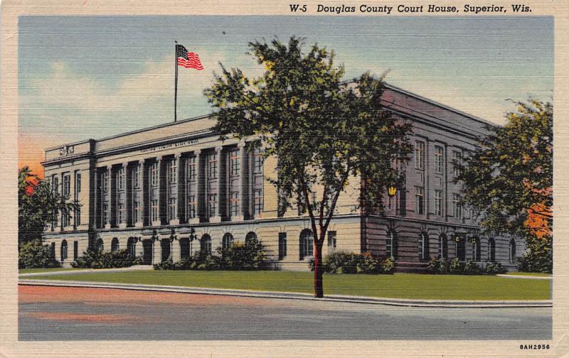 Douglas County Court House, Superior, Wisconsin, Early Linen Postcard, Unused