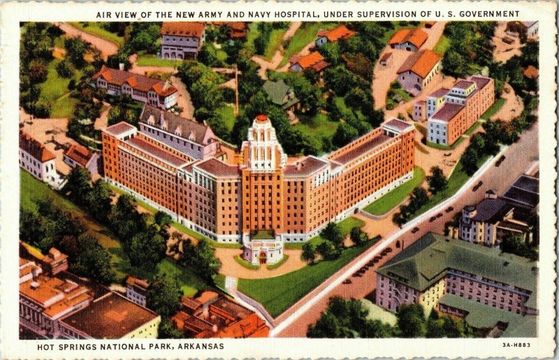 Air View New Army Navy Hospital US Government Aerial WOB 1c Stamp Postcard Vtg 