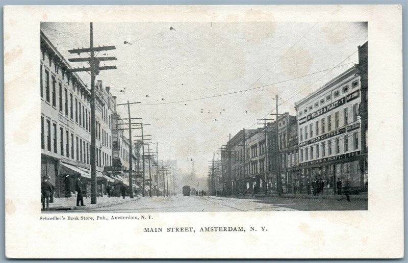 AMSTERDAM NY MAIN STREET UNDIVIDED ANTIQUE POSTCARD