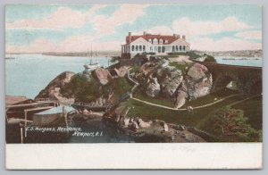 E D Morgans Residence~Newport RI~Boat In Harbor~Lake & Giant Rocks~PM 1907 PC