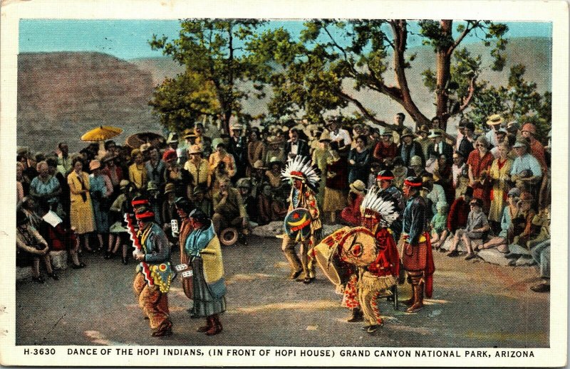 Postcard AZ Dance of the Hopi Indians - Native Americana - Fred Harvey 1938 L4