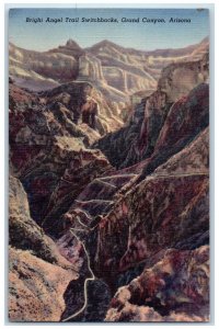 1952 Bright Angel Trail Switchbacks Grand Canyon Arizona AZ Vintage Postcard