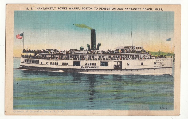 P3210 1938 postcard s. s. nantasket ship passenger steamer mass