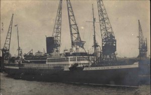 Rotterdam Steamship Ship Dutch Indrapoera c1940s Real Photo Postcard