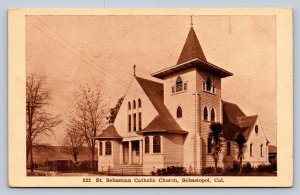 J95/ Sebastopol California Postcard c1910 St Sebastian Catholic Church 346