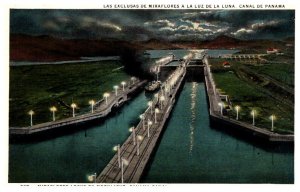 Panama Miraflores Locks by Moonlight