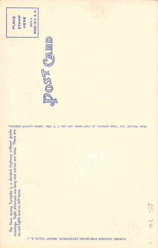 New Jersey Turnpike Highway Showing Interchanges Map linen postcard