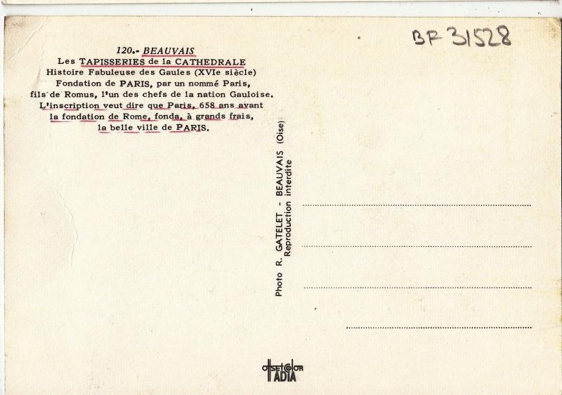 BF31528 beauvais les tapisseries de la cathedrale  france front/back image