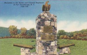 New York Fort Ticonderoga Monument To The British & Colonial Regiments Curteich