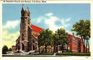 Fall River, MA Massachusetts  ST PATRICK'S CHURCH~RECTORY Good Shepherd Postcard