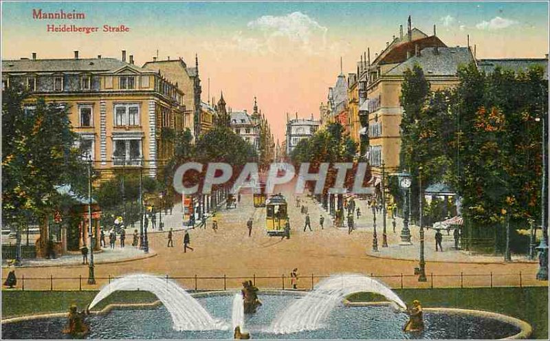 Old Postcard Mannheim Heidelberger Strasse Tram