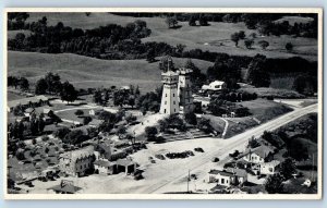 1940 Jackson Michigan MI Postcard Irish Hills Towers Inn Aerial View Building