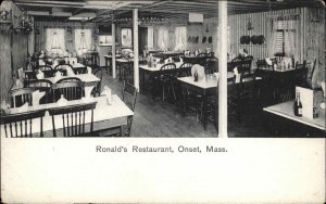 Onset Massachusetts MA Restaurant Interior View c1900s-10s Postcard