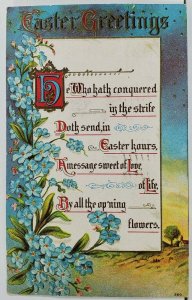 Easter Greetings Art Nouveau Floral & Poem 1910 Postcard L20