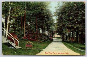 1912 Bay View Park Northpoint Maine Entrance Trees And Pathways Posted Postcard