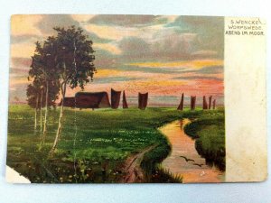 Vintage Postcard S. Wencke Worpswede Abend Im Moor