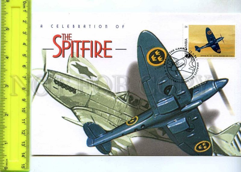 242136 GAMBIA Celebration of Spitfire PLANES 1996 year FDC